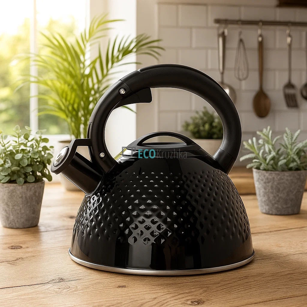 Чайник із нержавіючої сталі зі свистком 3 л Edenberg Чорний EB-8854 Чайник із нержавіючої сталі зі свистком 3 л Edenberg Чорний EB-8854