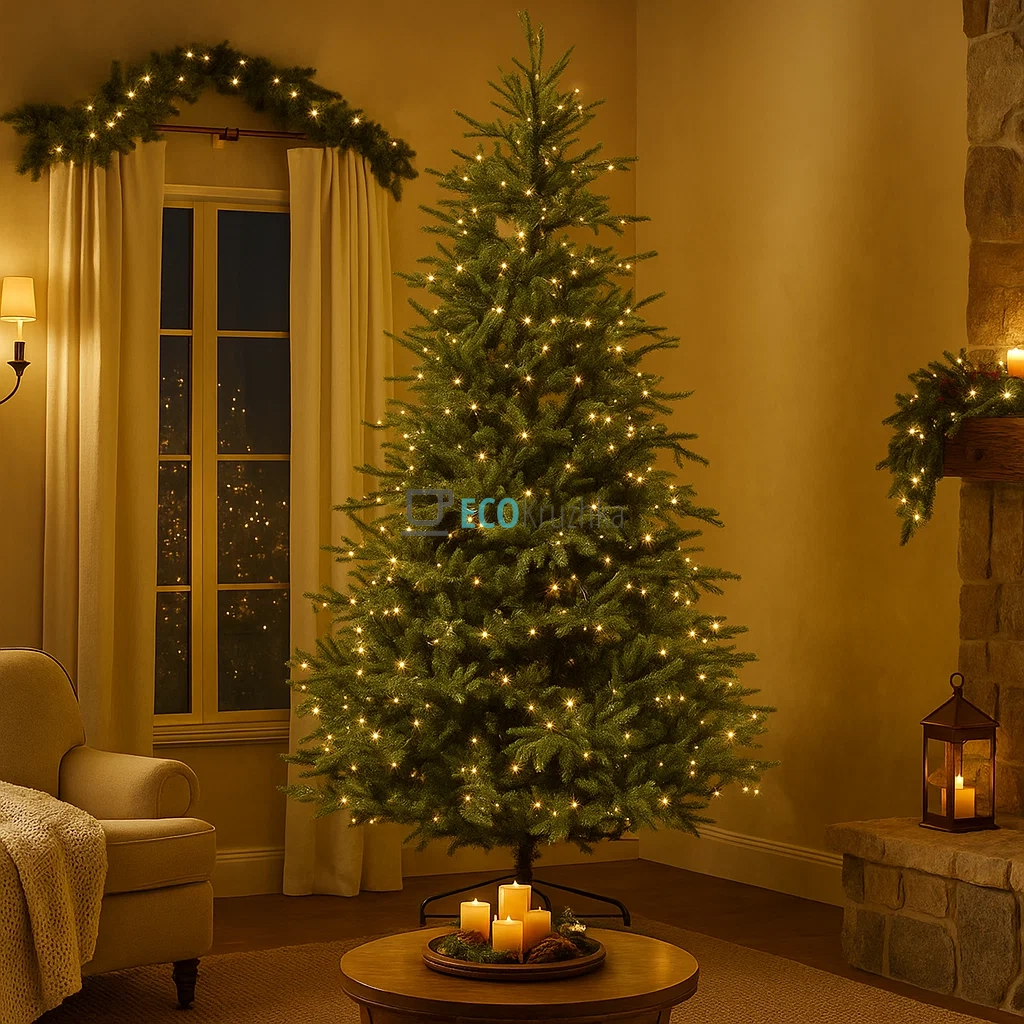 Штучна ялинка "Датська" 228 см, 2490 гілок, 500 LED вогнів, тепле біле світло, розкішна новорічна ялинка преміум класу 840-177 Штучна ялинка "Датська" 228 см, 2490 гілок, 500 LED вогнів, тепле біле світло, розкішна новорічна ялинка преміум класу 840-177