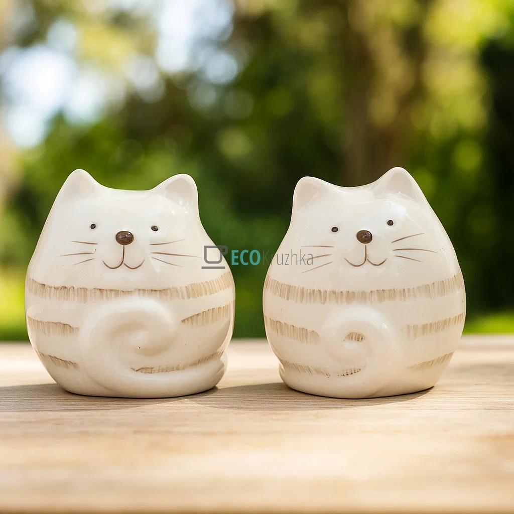 Набір для спецій "Котик": сільничка та перечниця, 6.3 см, білий, модель (834-117) Набір для спецій "Котик": сільничка та перечниця, 6.3 см, білий, модель (834-117)