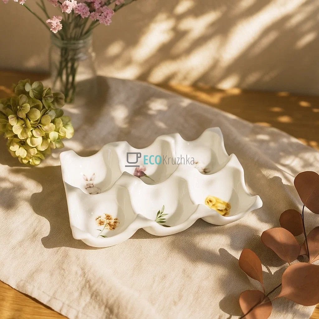 Порцелянова підставка для 6 яєць "Весняна історія" 14,8x9,7x3,5 см (K098) Порцелянова підставка для 6 яєць "Весняна історія" 14,8x9,7x3,5 см (K098)