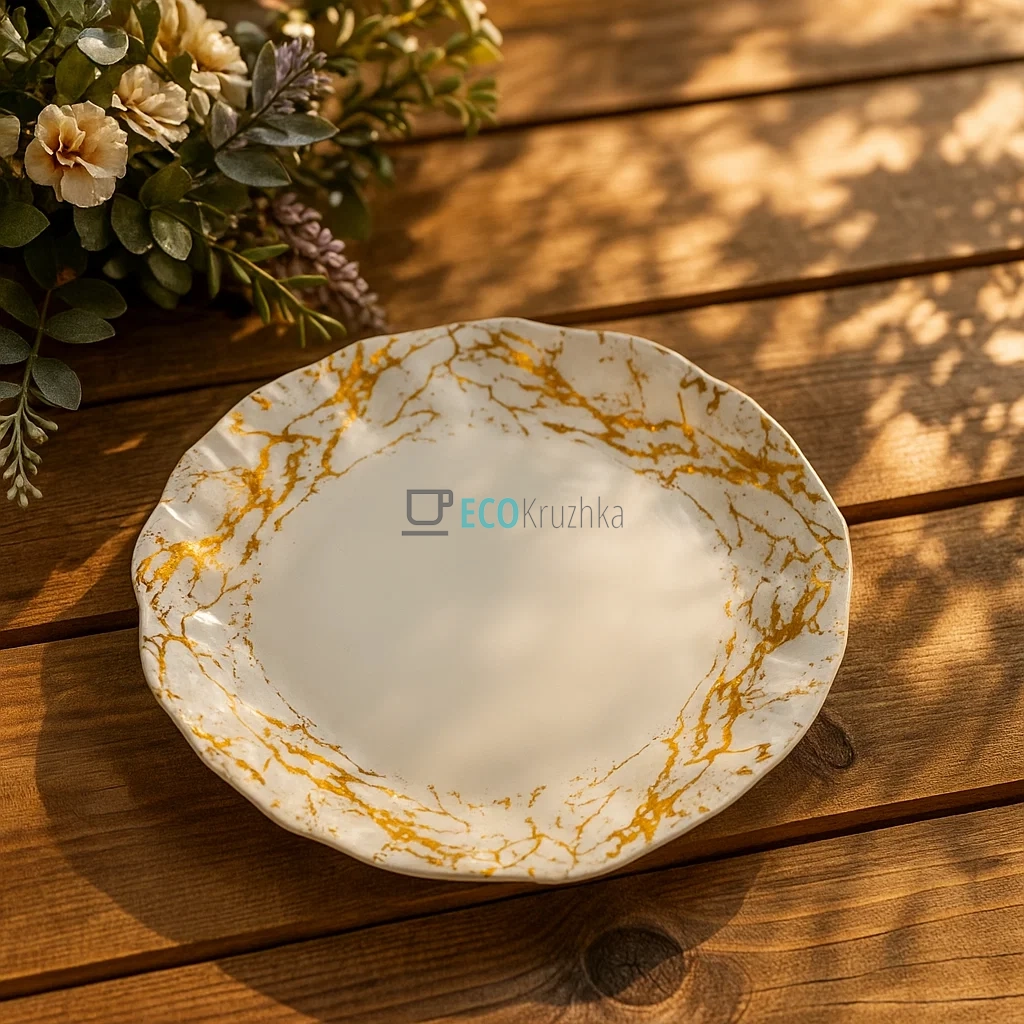 Тарілка порцелянова 21.5см з хвилястим краєм Мармурова розкіш (988-431)