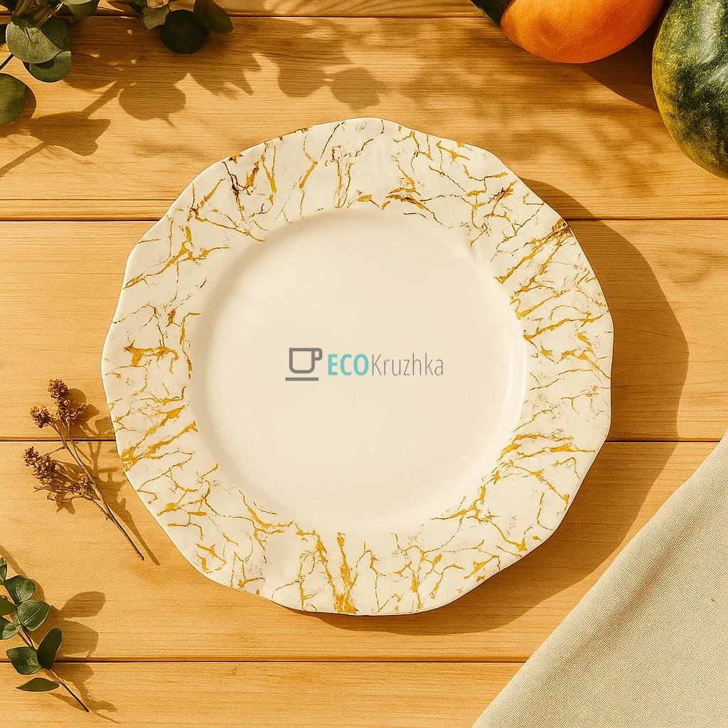 Тарілка порцелянова 29см з хвилястим краєм Мармурова розкіш 988-432 Тарілка порцелянова 29см з хвилястим краєм Мармурова розкіш 988-432