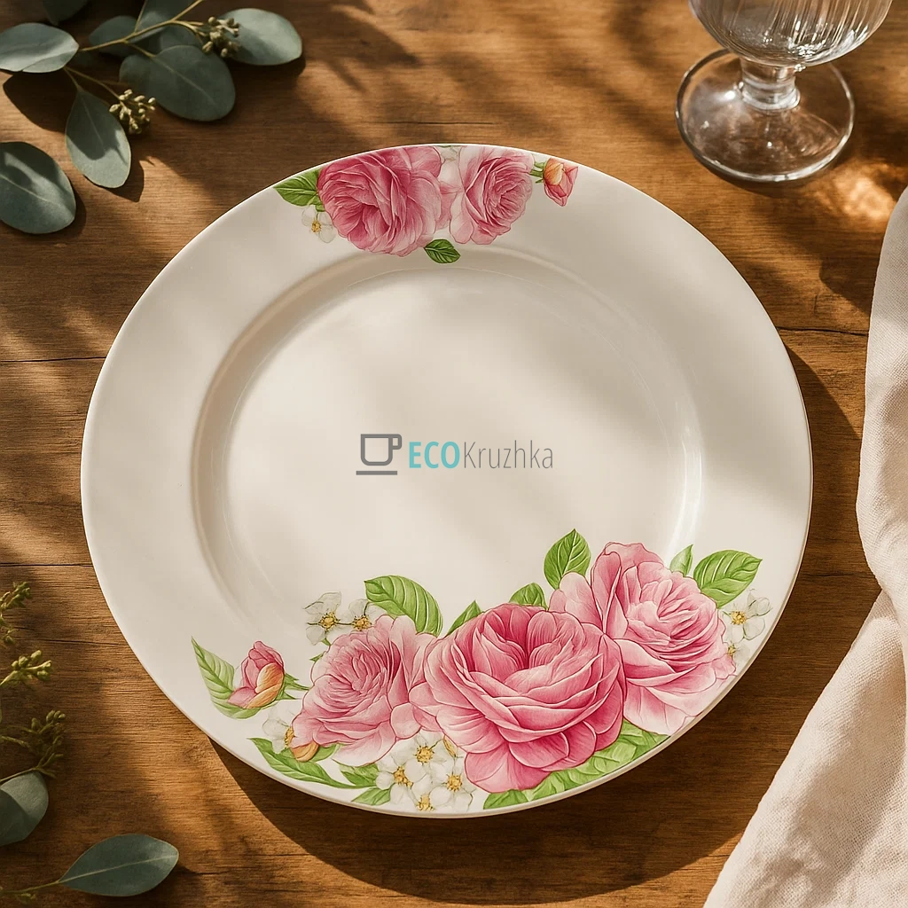 Обідня порцелянова тарілка 27см Рожеві троянди 320-123 Обідня порцелянова тарілка 27см Рожеві троянди 320-123