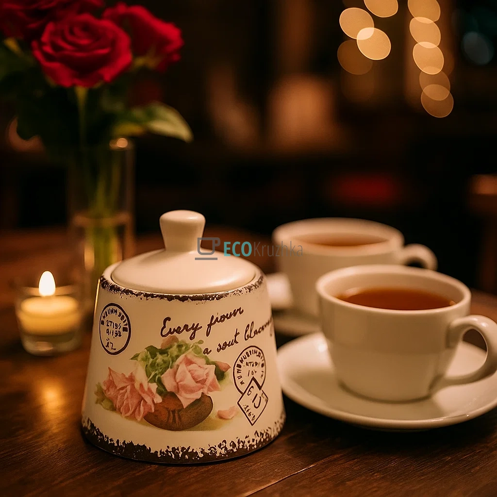 Керамічна цукорниця 200 мл з малюнком "Провансальська троянда" (935-108) Керамічна цукорниця 200 мл з малюнком "Провансальська троянда" (935-108)