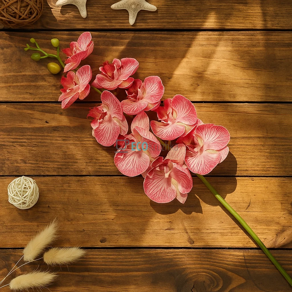 Штучна латексна орхідея, 9 квіток, 15x103 см, яскраво-рожева (140-009) Штучна латексна орхідея, 9 квіток, 15x103 см, яскраво-рожева (140-009)