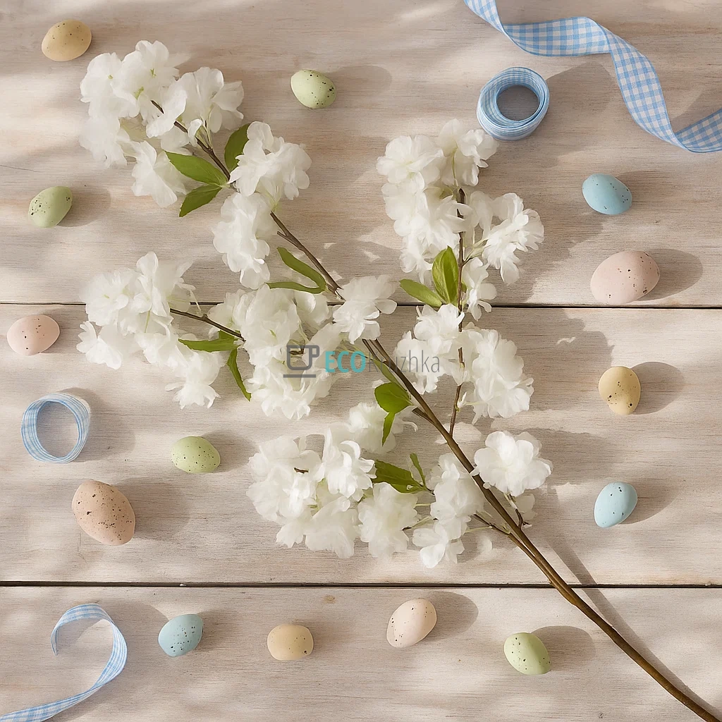 Декоративна гілка білої сакури 101 см (137-018)