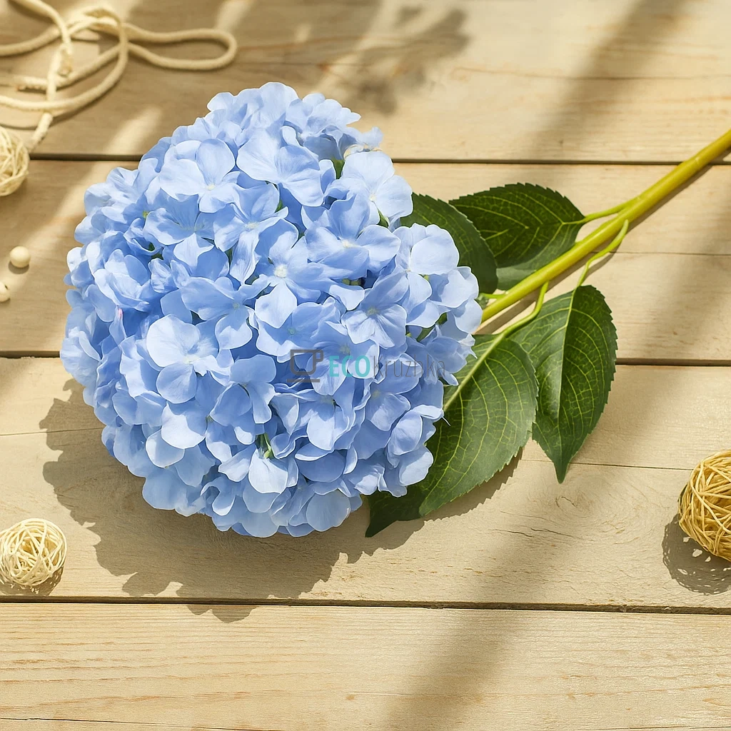 Декоративна гілка синьої гортензії 92 см знімне суцвіття D27 см (137-002)