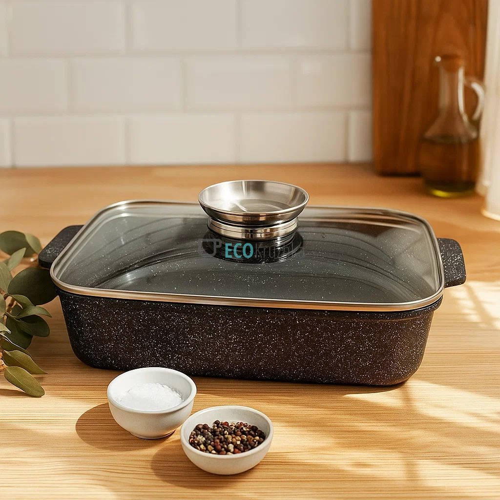 Жаровня алюмінієва з мармуровим покриттям 4 л з кришкою 30x21.5x7 см Чорний Edenberg EB-12122 Жаровня алюмінієва з мармуровим покриттям 4 л з кришкою 30x21.5x7 см Чорний Edenberg EB-12122