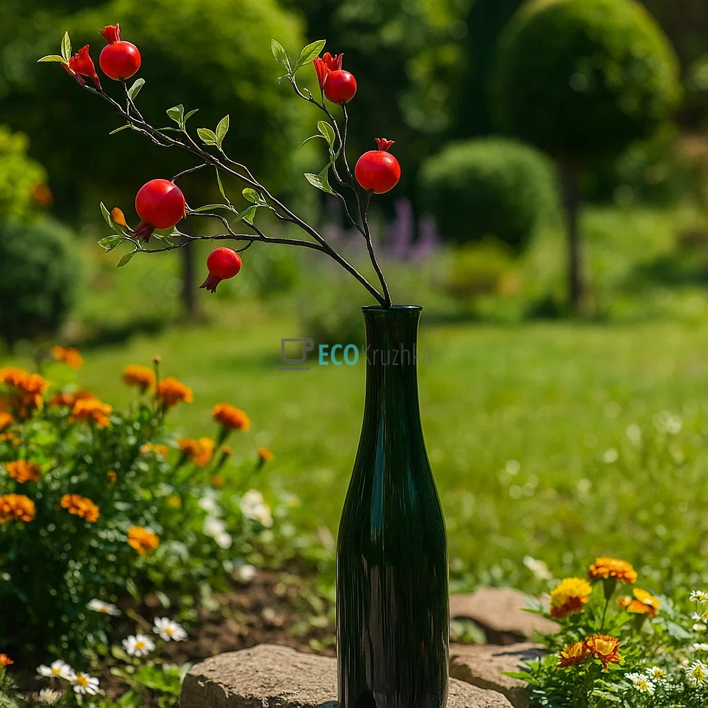 Гілка Гранату декоративна з плодами і суцвіттями, 77 см (арт. 119-022)