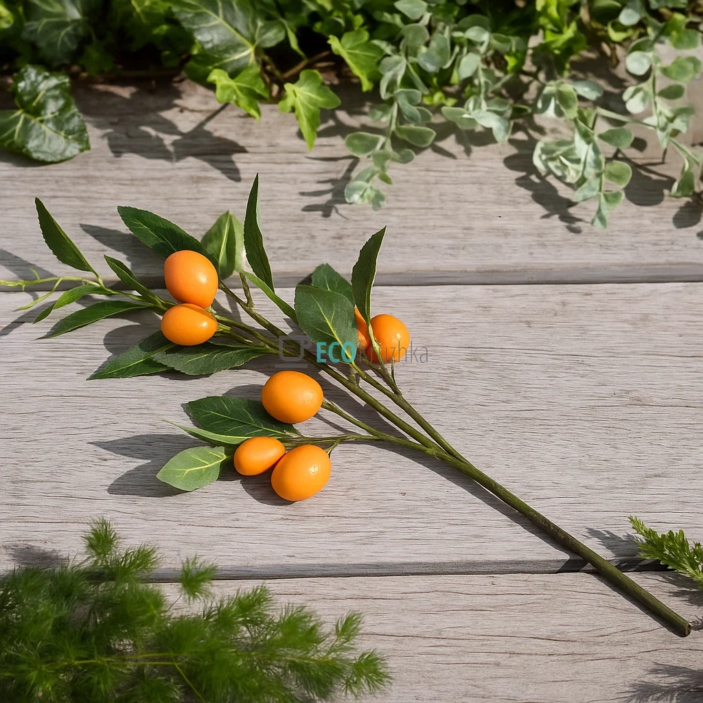 Гілка декоративна з плодами Апельсина, 57 см (арт. 119-012)