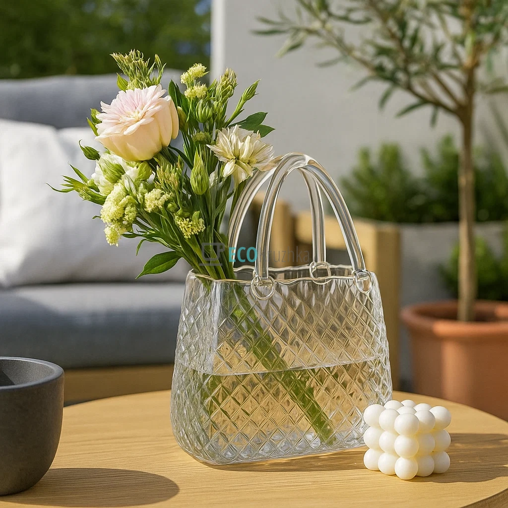 Ваза з прозорого скла у формі Сумочки 16.5 х 8.5 х 28 см (992-271) Ваза з прозорого скла у формі Сумочки 16.5 х 8.5 х 28 см (992-271)