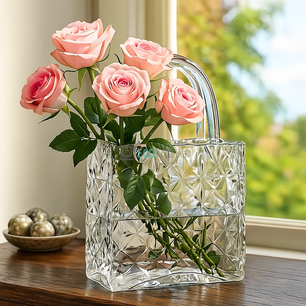 Ваза з прозорого скла у формі Сумочки 19 х 8 х 29см (992-270)