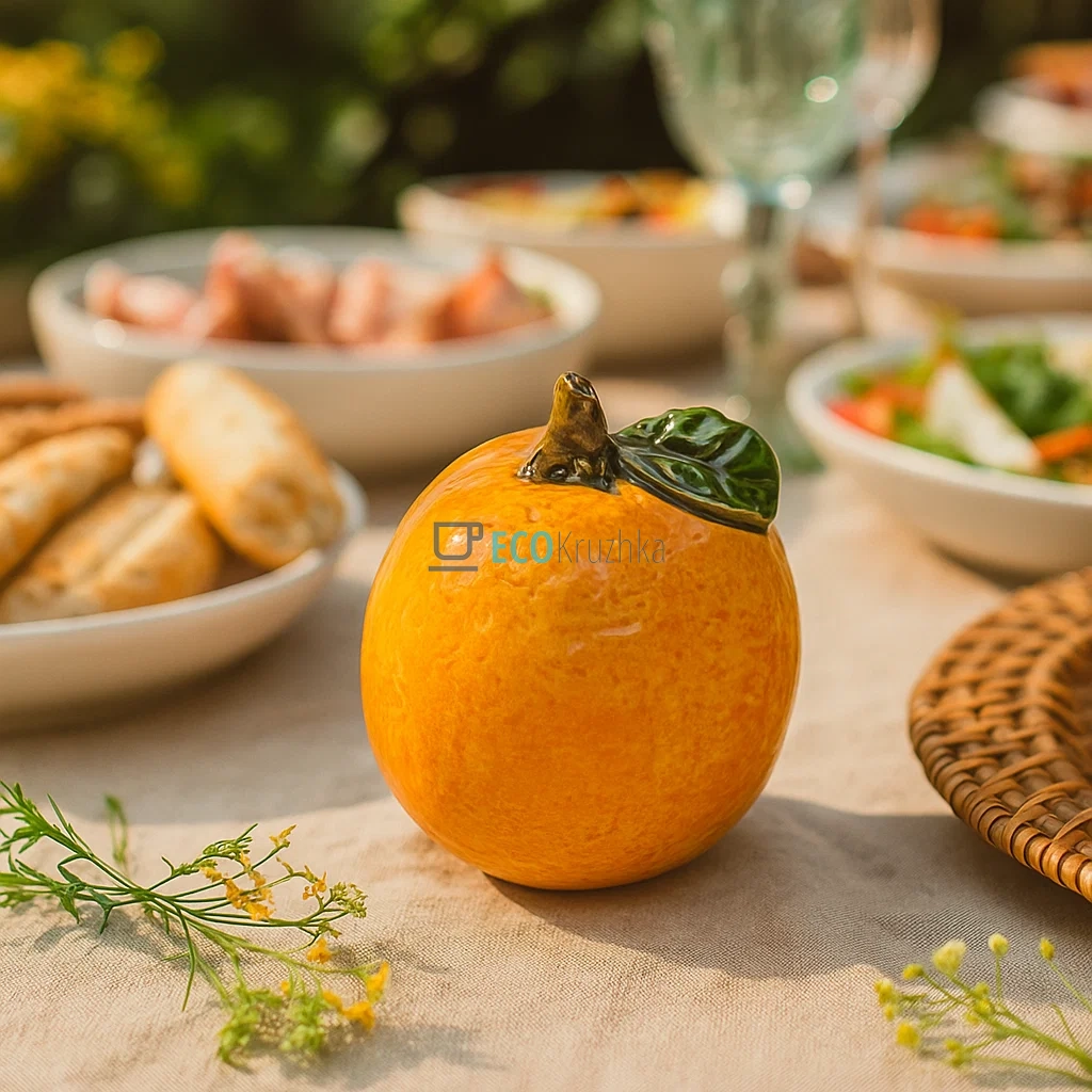Керамічний декор "Апельсин" помаранчевого кольору, 5.5x5.5x6.5 см (HA9-125)