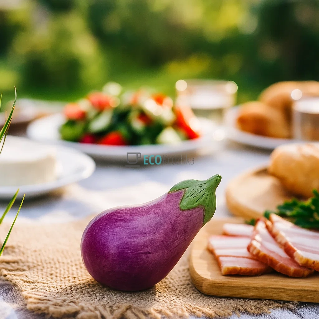 Керамічний декор "Баклажан" фіолетового кольору, 7x4.5x6.5 см (HA9-131)