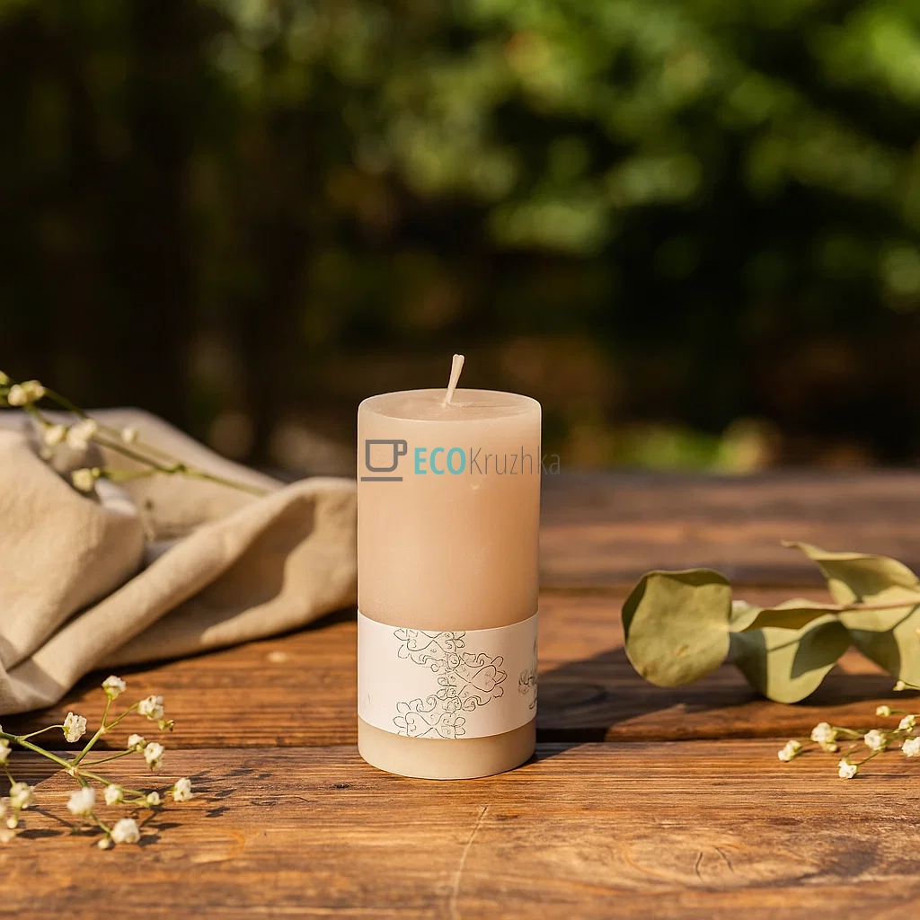 Свічка циліндрична 5*10см, колір - рожево-коричневий C05_10_1-7.1 Свічка циліндрична 5*10см, колір - рожево-коричневий C05_10_1-7.1