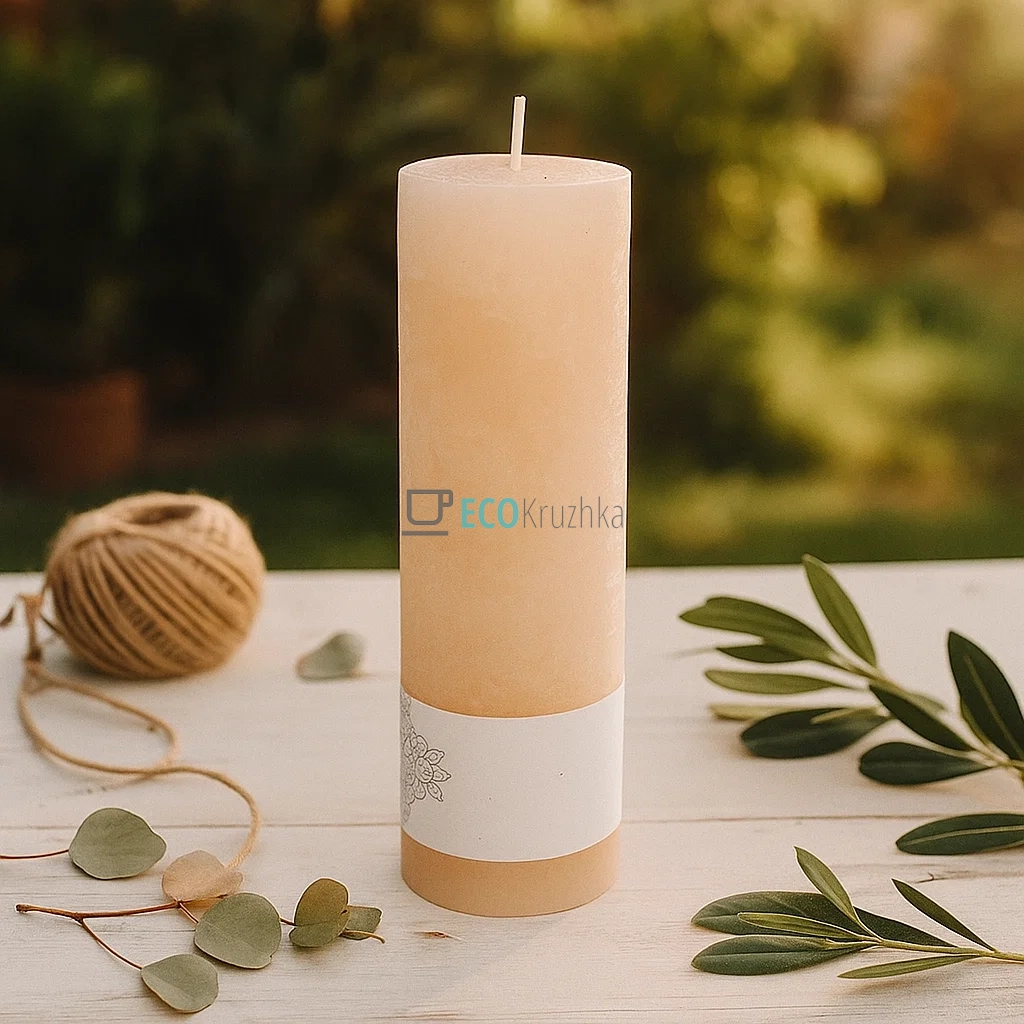 Свічка циліндрична 20см, колір - лляний C06_20_1-1.3 Свічка циліндрична 20см, колір - лляний C06_20_1-1.3