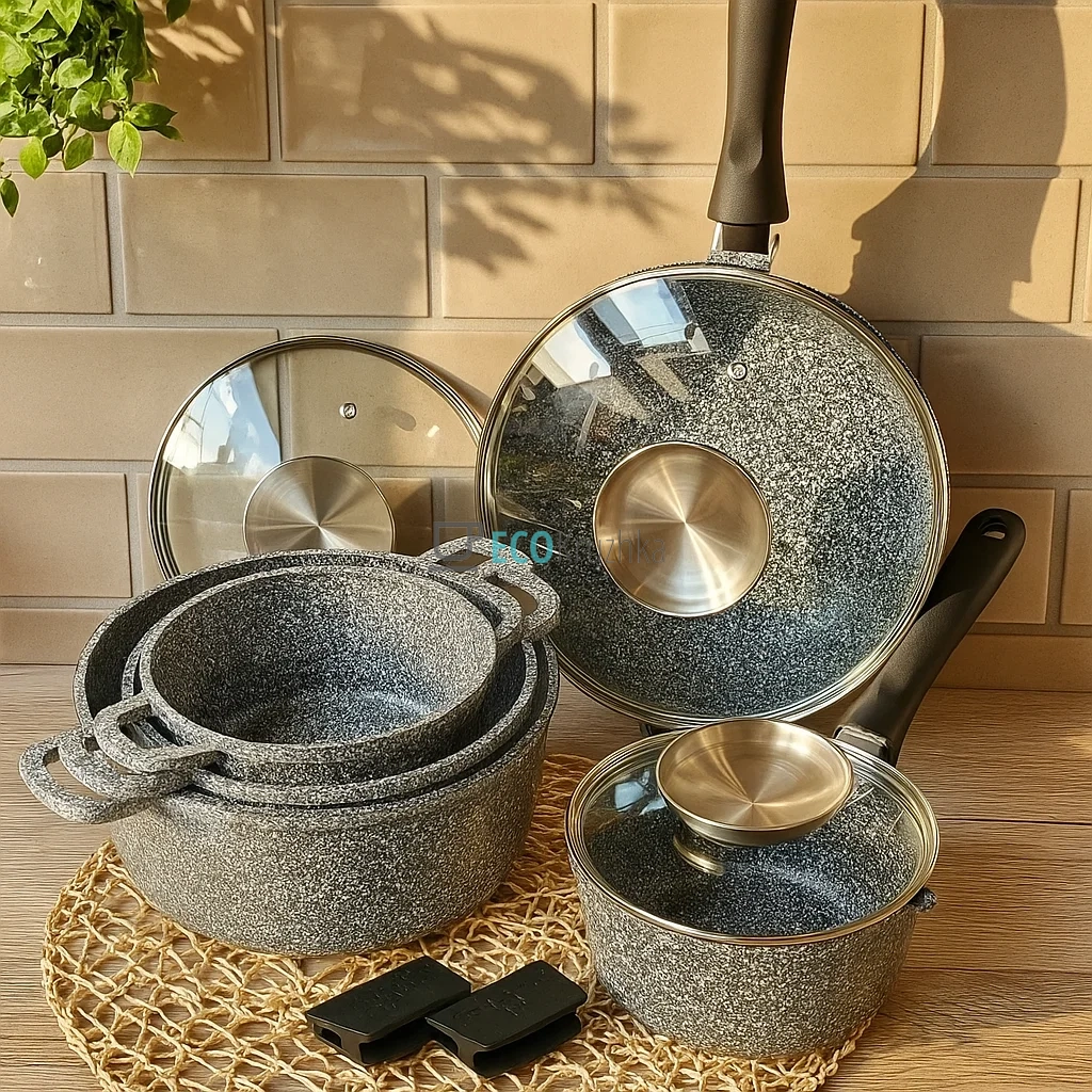 Набір посуду із мармуровим покриттям 10 предметів Edenberg EB-8110 Набір посуду із мармуровим покриттям 10 предметів Edenberg EB-8110