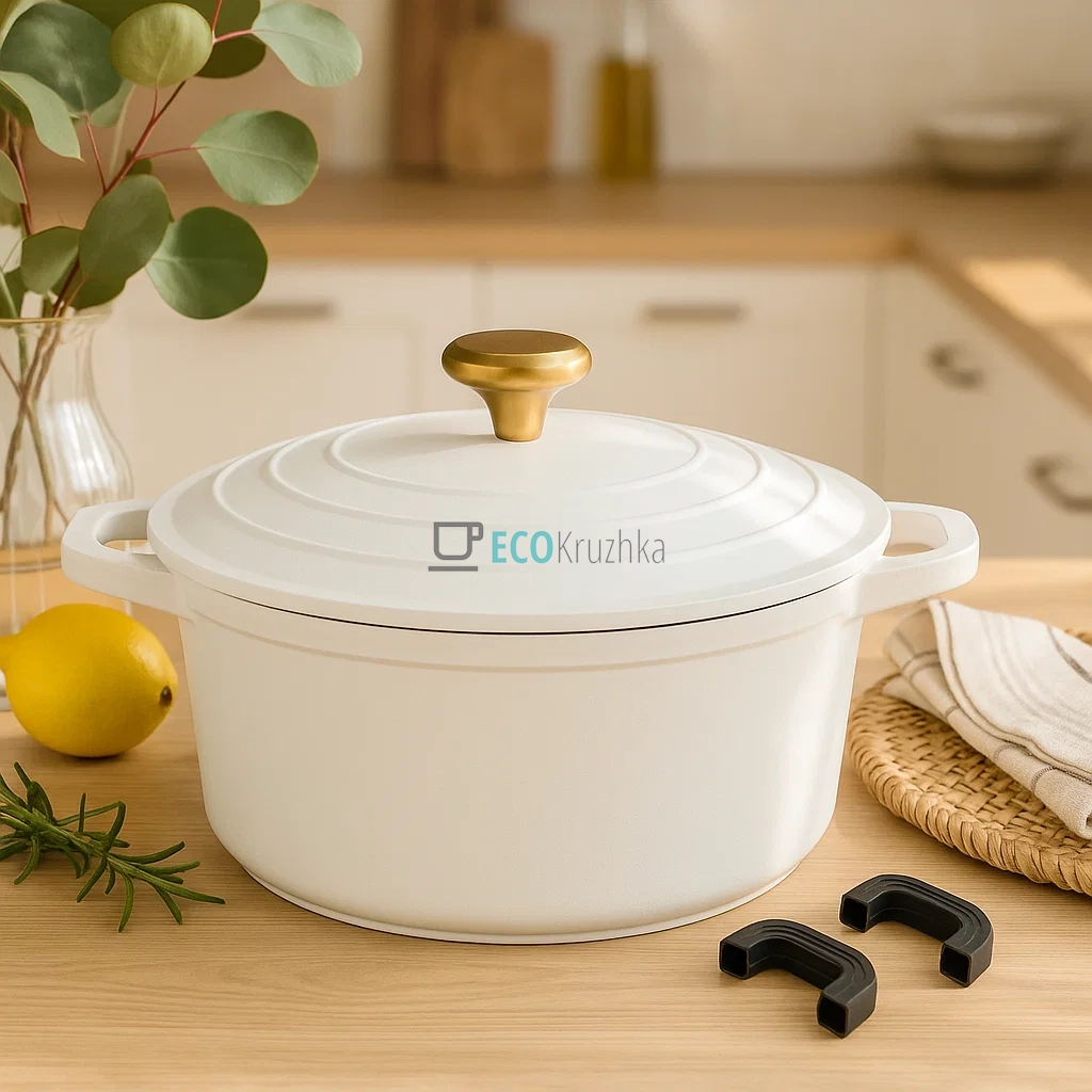 Каструля з мармуровим покриттям та металевою кришкою, 6.5 л (28 х 13 см) білий Edenberg EB-12095 Каструля з мармуровим покриттям та металевою кришкою, 6.5 л (28 х 13 см) білий Edenberg EB-12095
