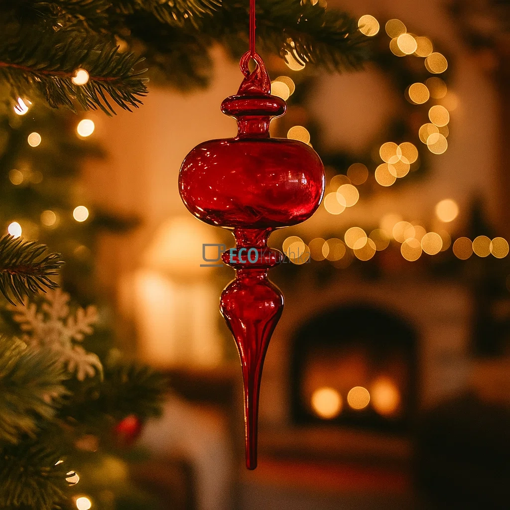 Ялинкова фігурна прикраса з прозорого скла, 22 см, колір бургунді (арт. 118-083)