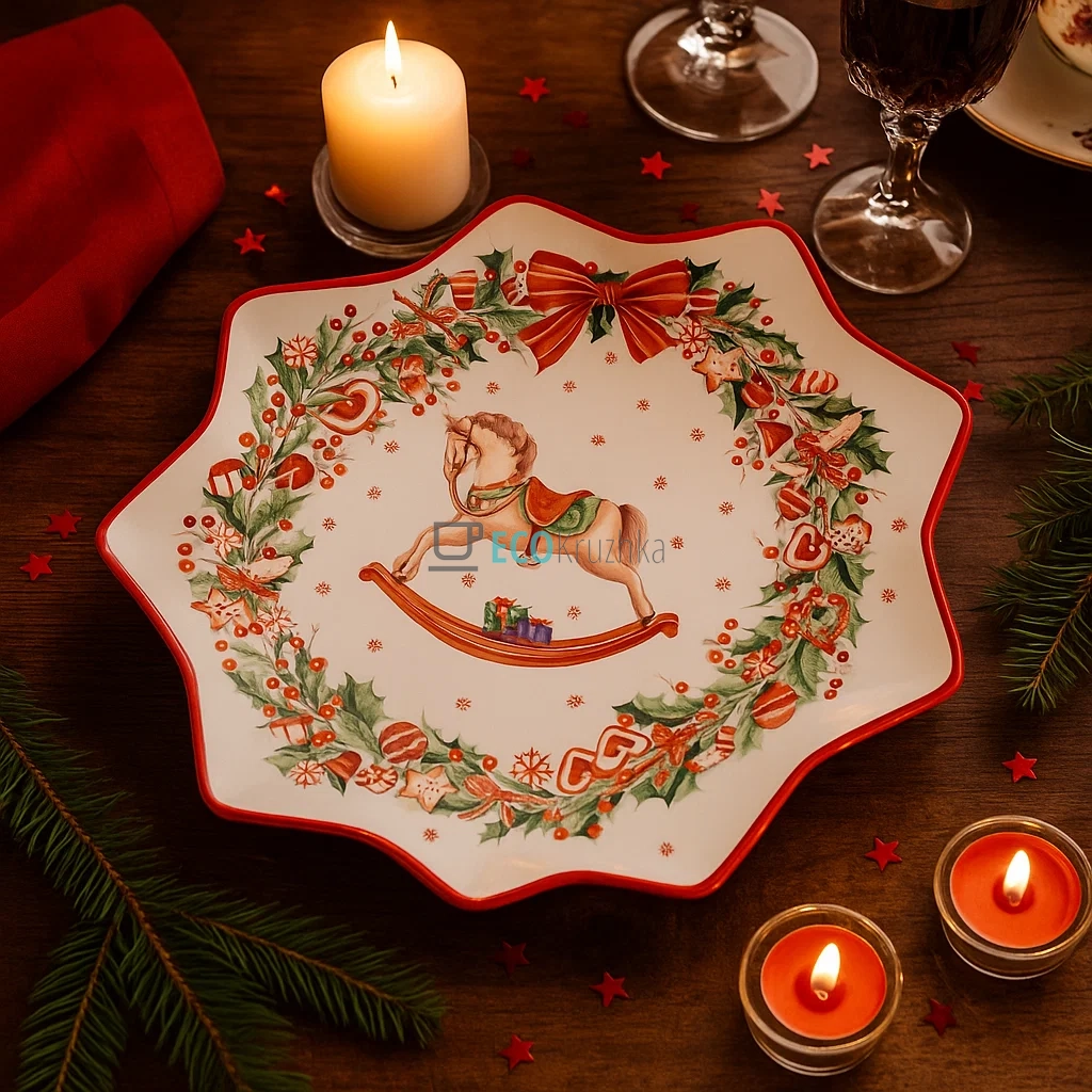 Блюдо фігурне порцелянове "Різдвяна Фантазія", 30см (498-275)