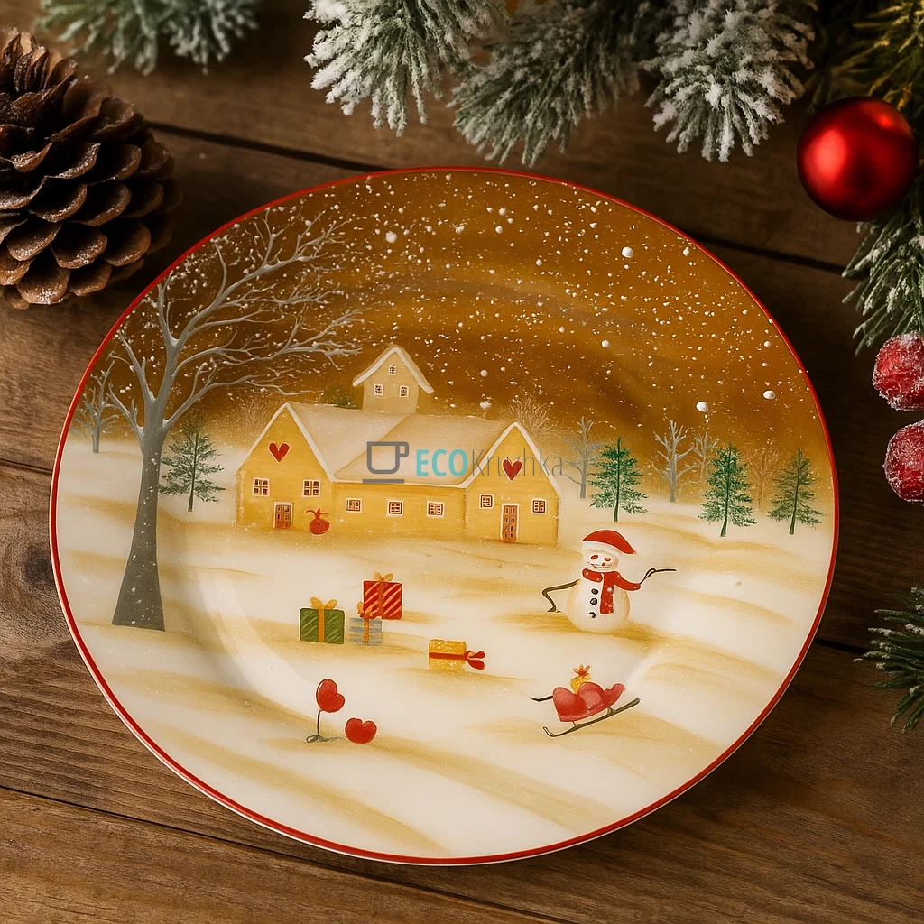 Керамічна тарілка 25,5×25,5 см «Веселий Сніговик» (DK009-N) Керамічна тарілка 25,5×25,5 см «Веселий Сніговик» (DK009-N)