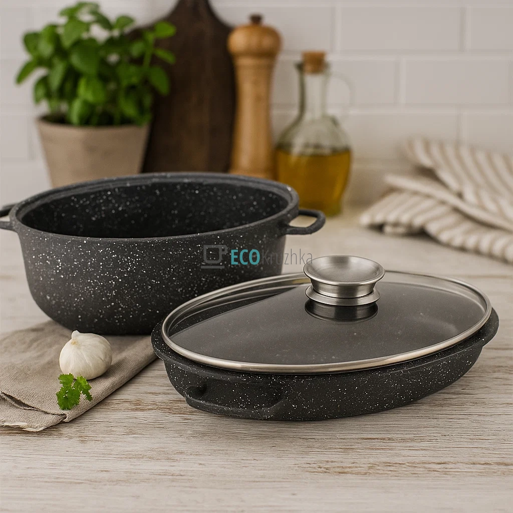 Гусятниця Edenberg 8 л з сковородою-гриль і скляною кришкою, мармурове покриття EB-9171 Гусятниця Edenberg 8 л з сковородою-гриль і скляною кришкою, мармурове покриття EB-9171