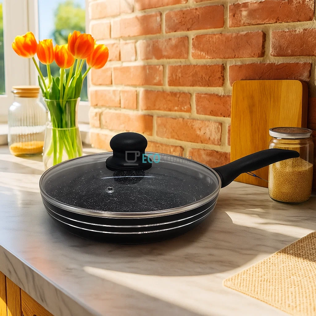 Сковорідка 22 см з кришкою та Мраморним покриттям EB-765