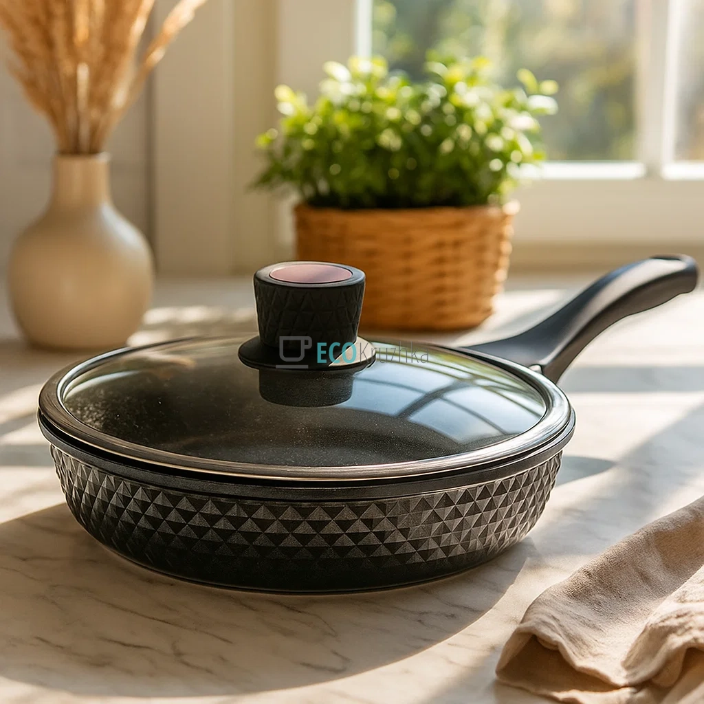 Глибока сковорода з кришкою та гранітним покриттям 24 х 5 см. Edenberg EK14136