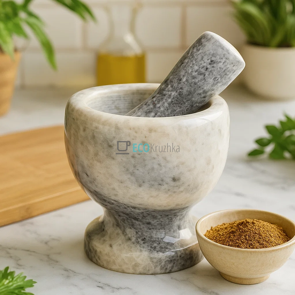 Ступка камяна з товкачем 13х13 см Сірий Frico FRU-060 Ступка камяна з товкачем 13х13 см Сірий Frico FRU-060