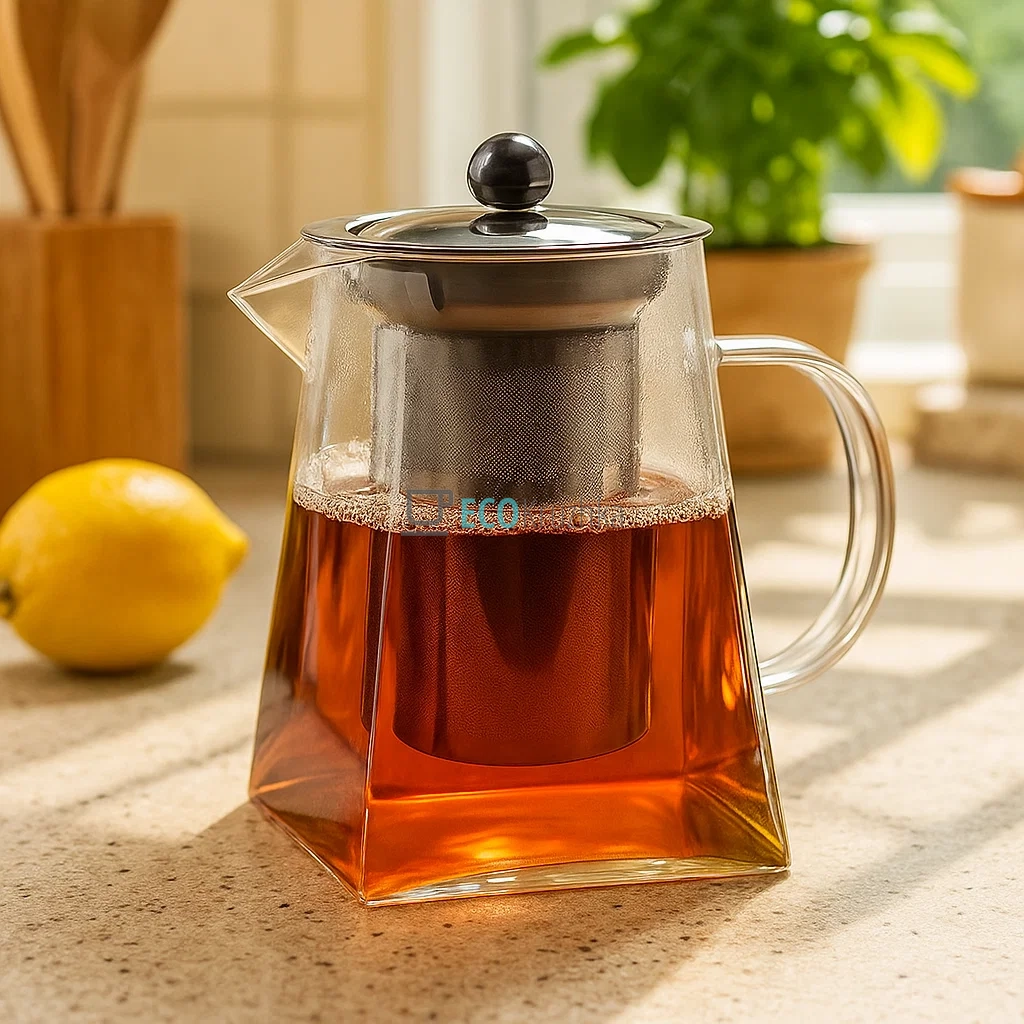 Чайник для заварювання скляний Чотирьохкутний 950 мл Edenberg Прозорий EB-19023 Чайник для заварювання скляний Чотирьохкутний 950 мл Edenberg Прозорий EB-19023