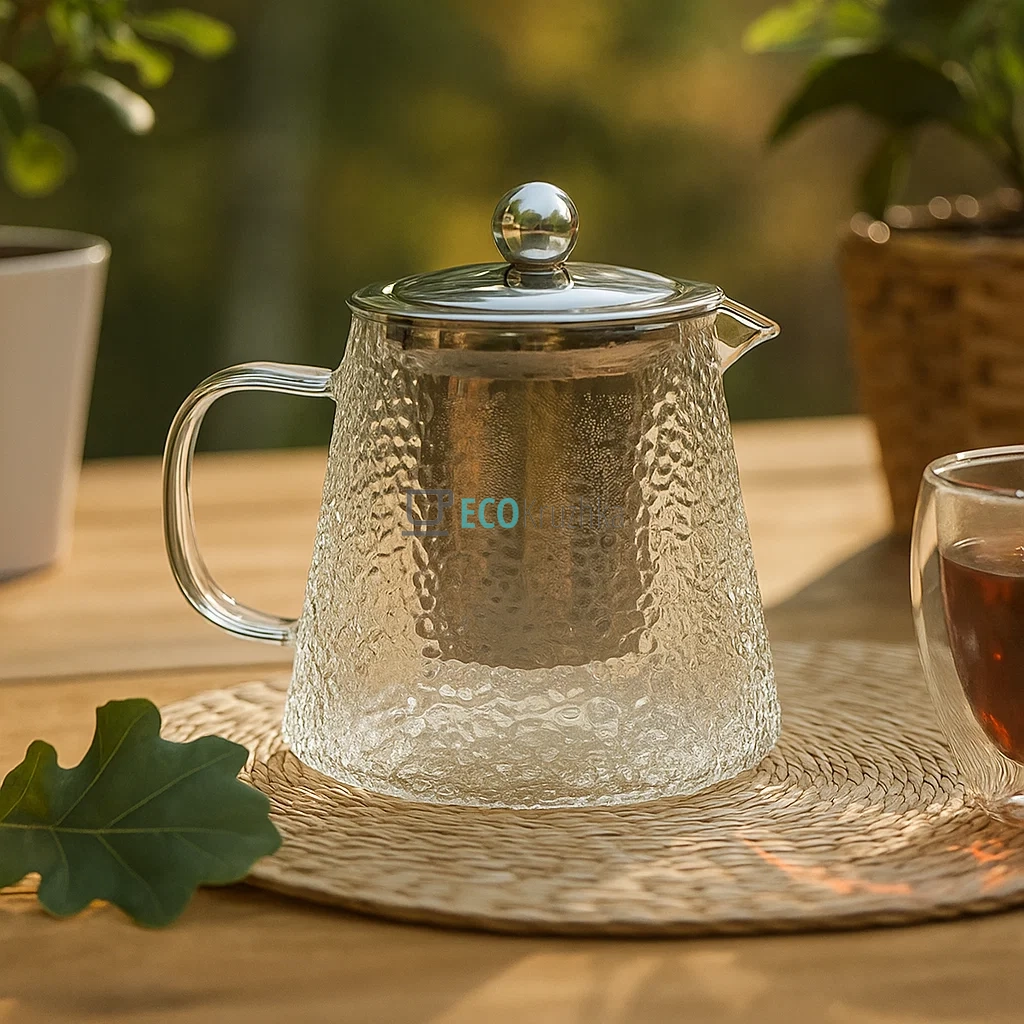 Чайник для заварювання скляний Ребристий 450 мл Edenberg Прозорий EB-19061