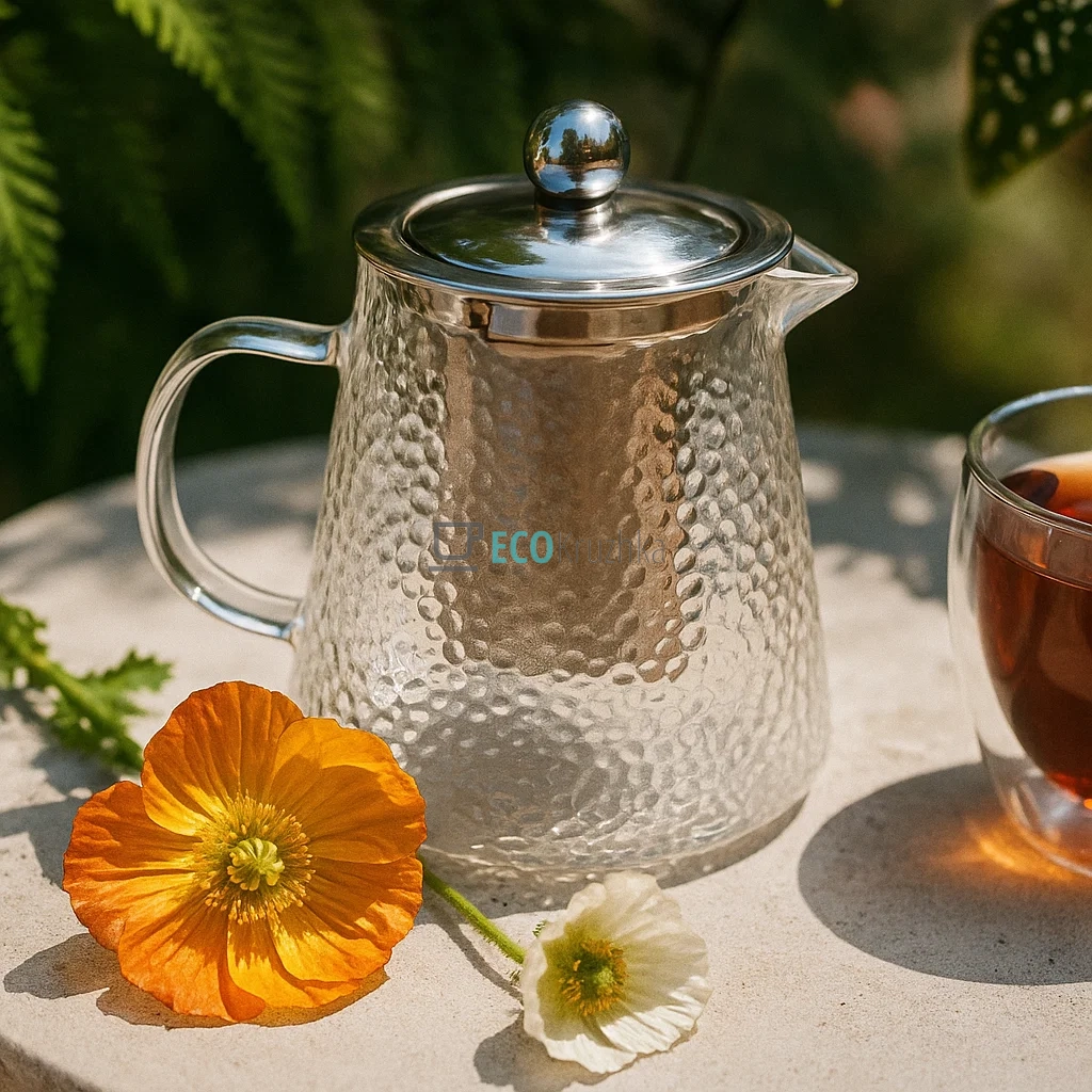 Чайник для заварювання скляний Ребристий 900 мл Edenberg Прозорий EB-19063