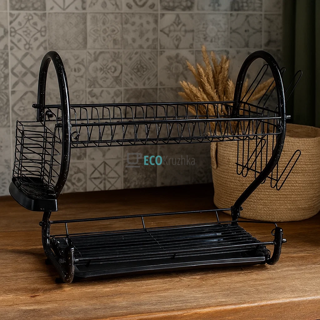 Сушка для посуду з нержавейки двоярусна Edenberg Чорна EB-2109M Сушка для посуду з нержавейки двоярусна Edenberg Чорна EB-2109M