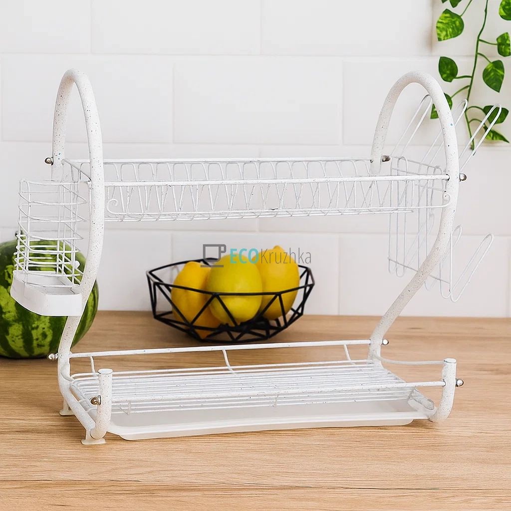 Сушка для посуду з двоярусна Edenberg Біла EB-2108M Сушка для посуду з двоярусна Edenberg Біла EB-2108M