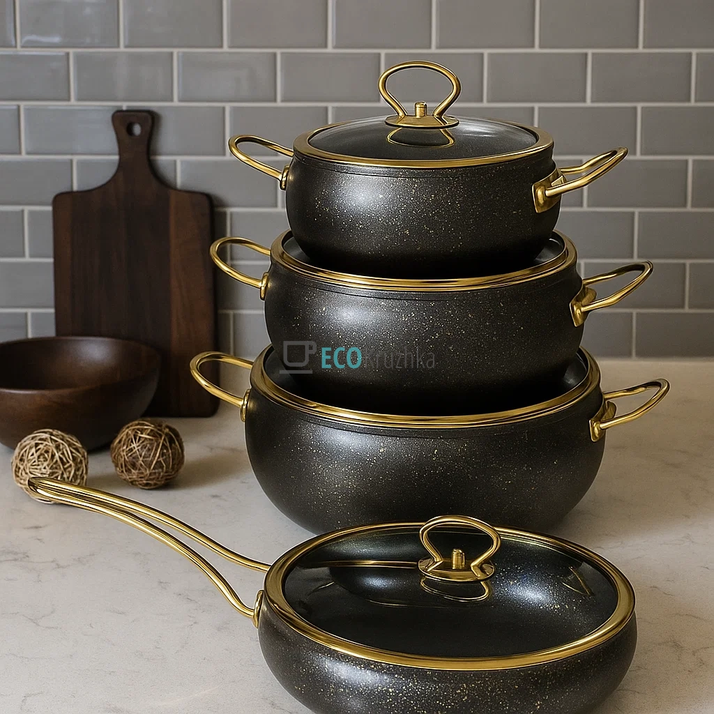 Набір каструль Edenberg 8 предметів з мармуровим антипригарним покриттям EB-12927