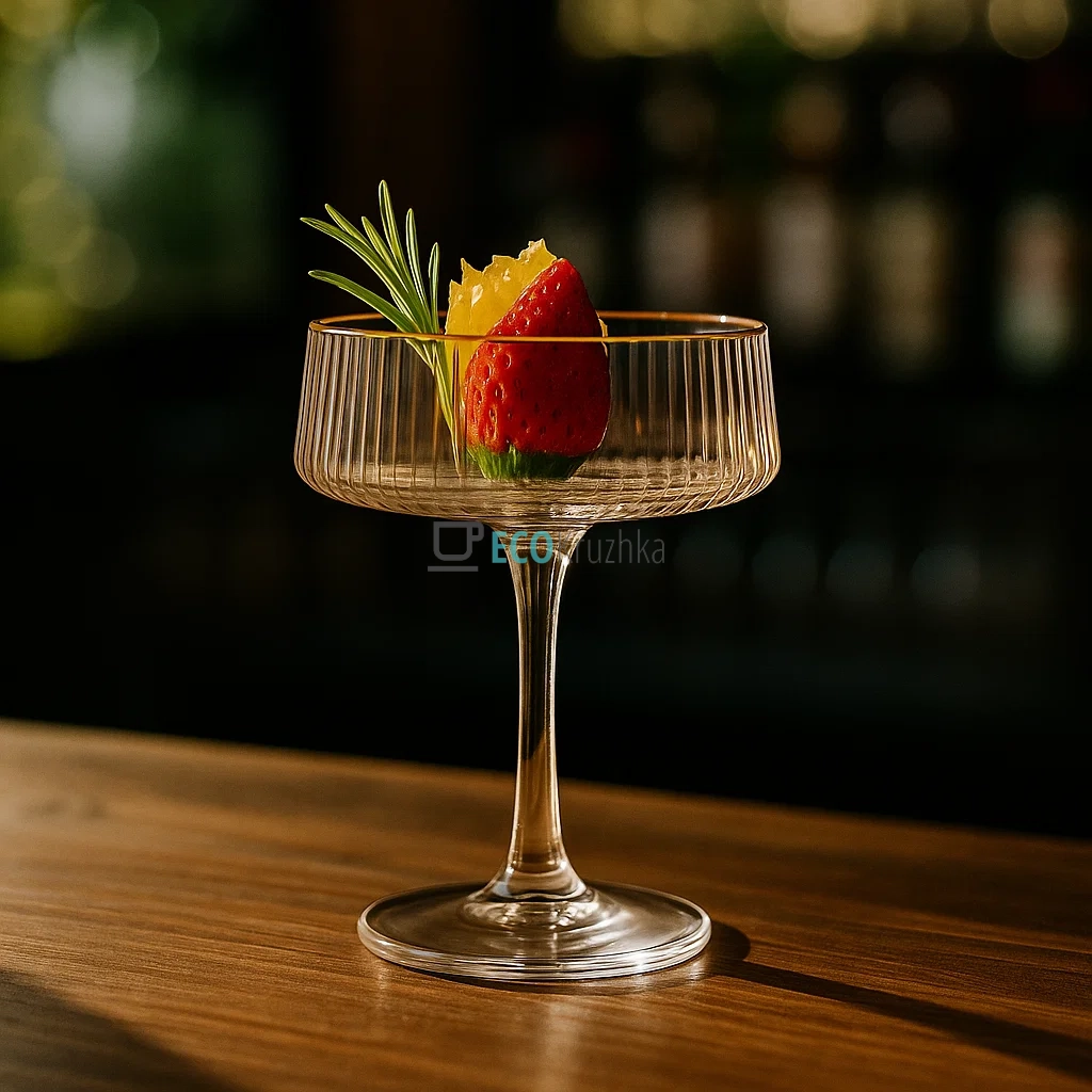 Келих для шампанського із золотим обідком 235 мл EK9064