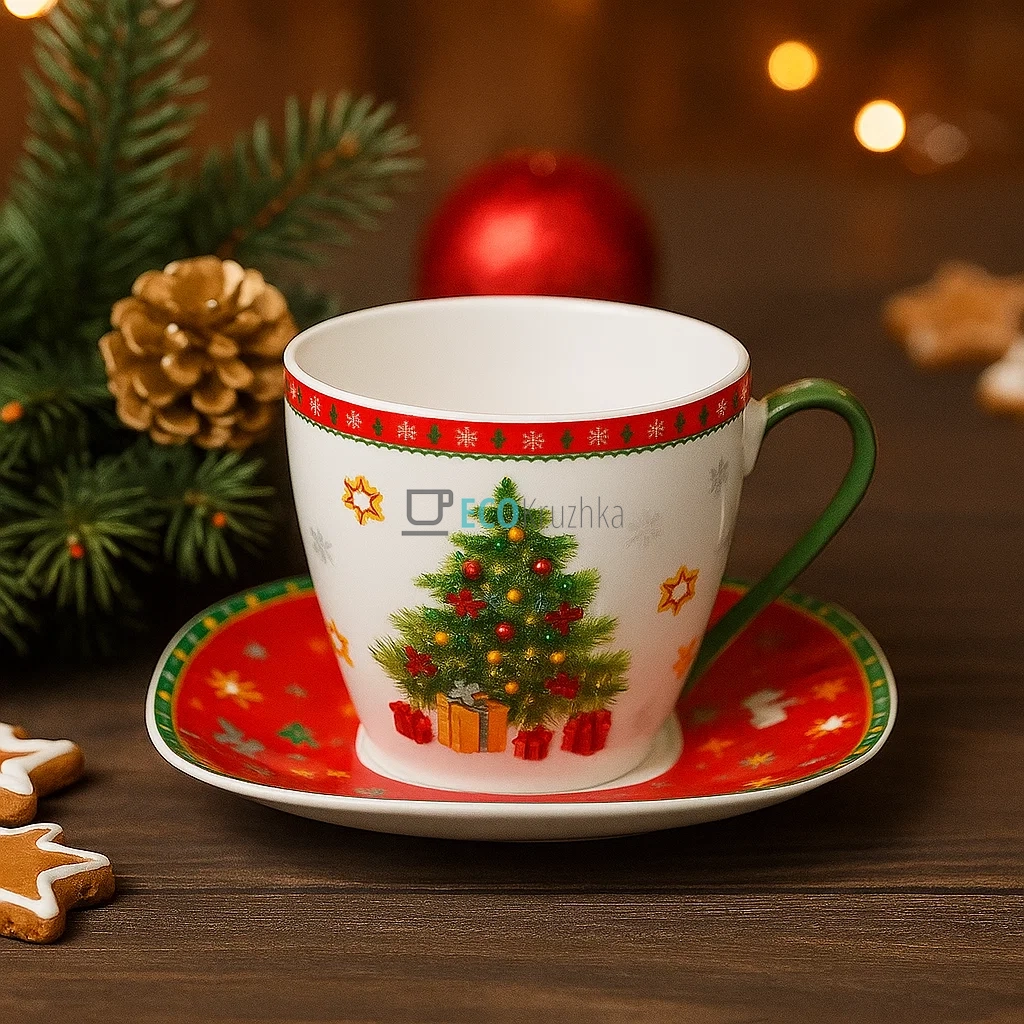 Порцелянова чашка з блюдцем "Святковий флер", 220 мл (498-240) Порцелянова чашка з блюдцем "Святковий флер", 220 мл (498-240)