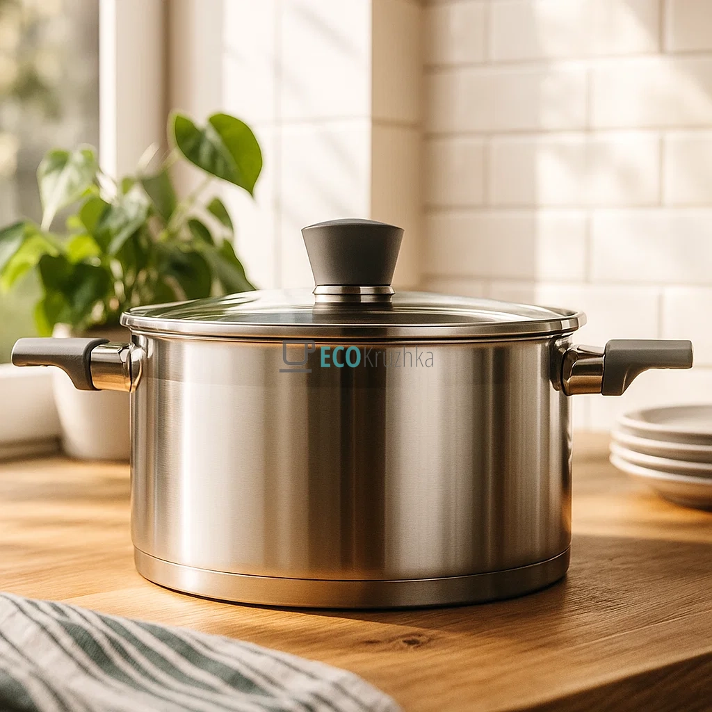 Каструля Ardesto Gemini Trento, скляна кришка, 5.2 л, нержавіюча сталь (AR3652G)