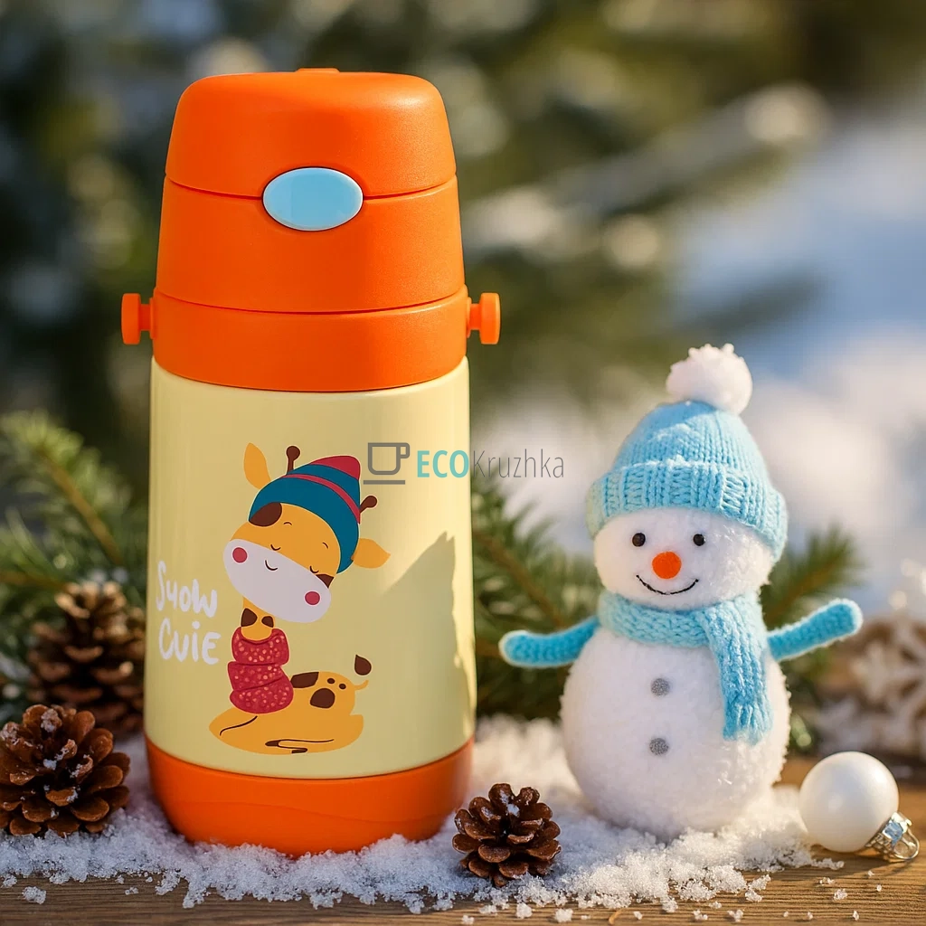 Дитячий термос-поїлка з трубочкою 500 мл Baby Giraffe помаранчевий (MT-2090-50-3) Дитячий термос-поїлка з трубочкою 500 мл Baby Giraffe помаранчевий (MT-2090-50-3)