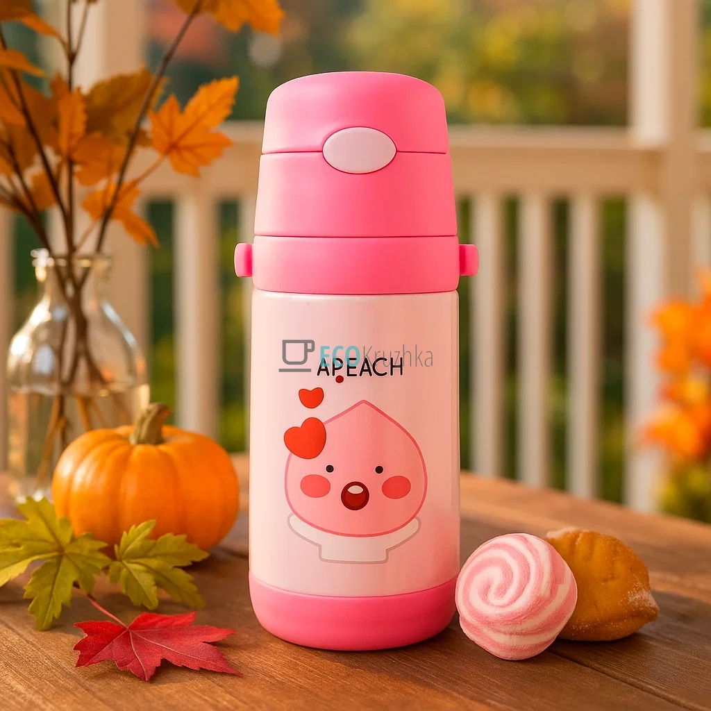 Дитячий термос-поїлка з трубочкою 500 мл Apeach рожевий (MT-2090-50-4) Дитячий термос-поїлка з трубочкою 500 мл Apeach рожевий (MT-2090-50-4)