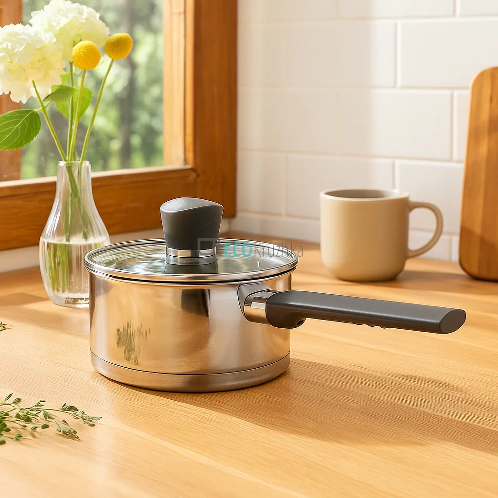 Ківш Ardesto Gemini, скляна кришка, 1.5 л, нержавіюча сталь (AR3615G)