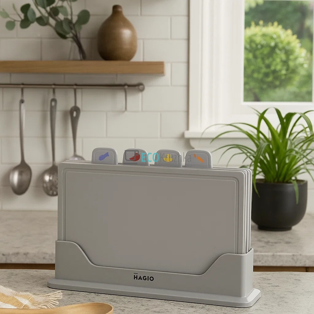 Набір обробних дощок MAGIO (4 дошки + підставка) MG‑1132 Набір обробних дощок MAGIO (4 дошки + підставка) MG‑1132