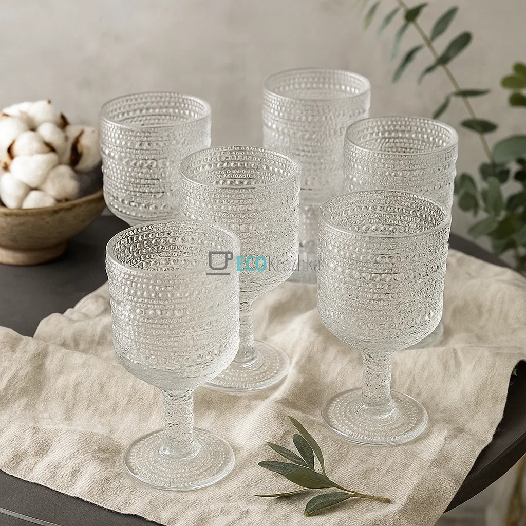 Набір келихів для вина з прозорого скла 300 мл (APL9024)