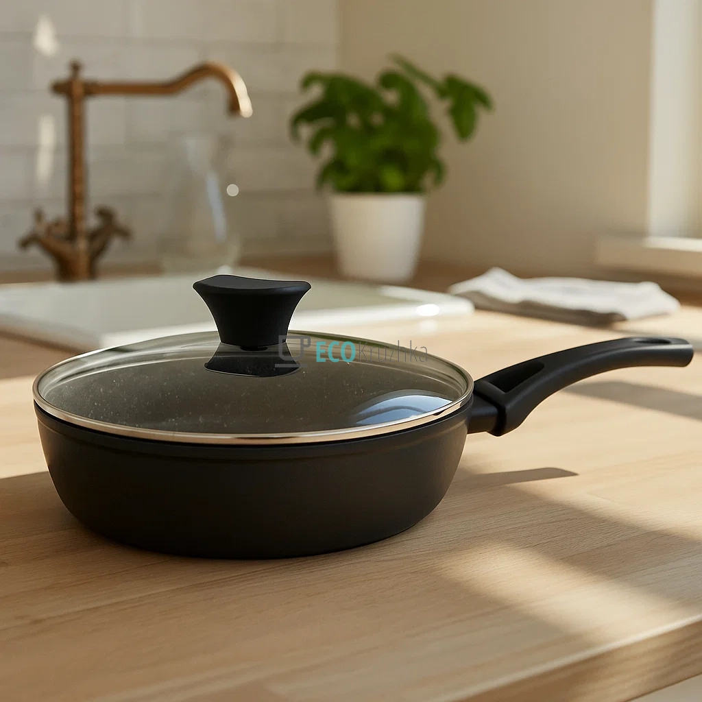 Сковорода глибока з кришкою Ardesto Gemini Livorno, 24см, алюміній, чорний (AR1224A) Сковорода глибока з кришкою Ardesto Gemini Livorno, 24см, алюміній, чорний (AR1224A)