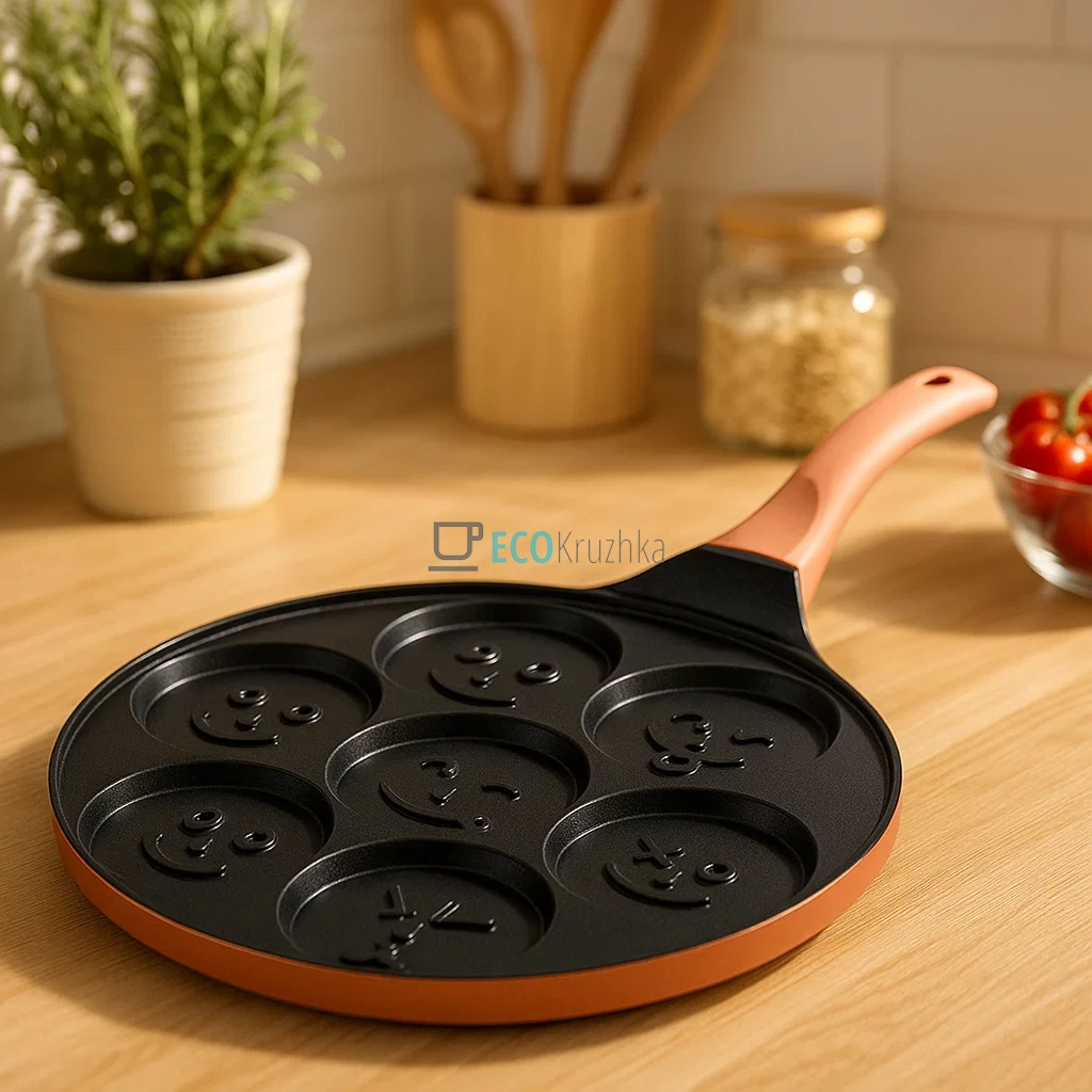 Сковорідка для млинців 26 см смайли для індукційної плити Maestro MR-1222-B