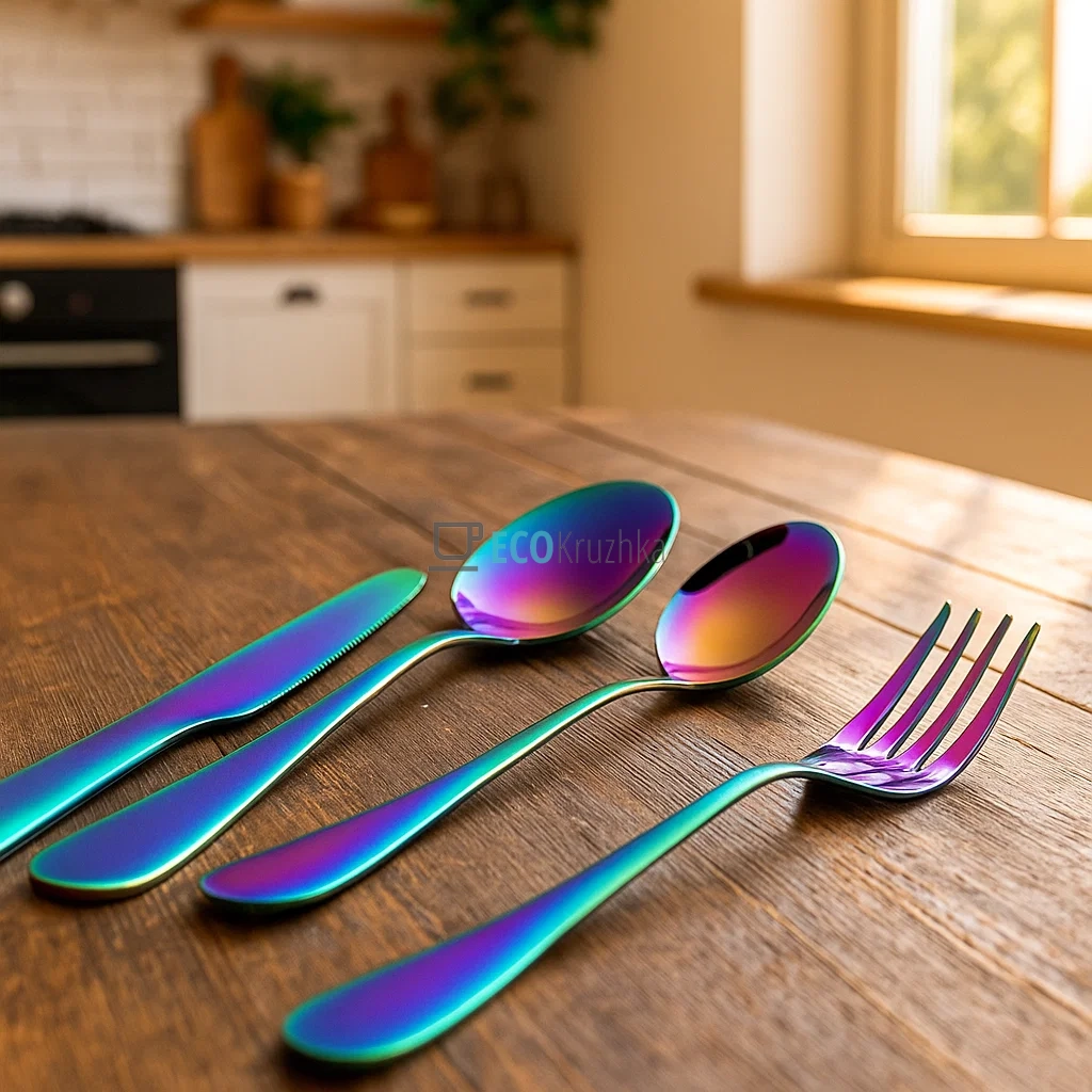 Набір столових приладів 24 предмети Різнобарвний EK1421rainbow Набір столових приладів 24 предмети Різнобарвний EK1421rainbow