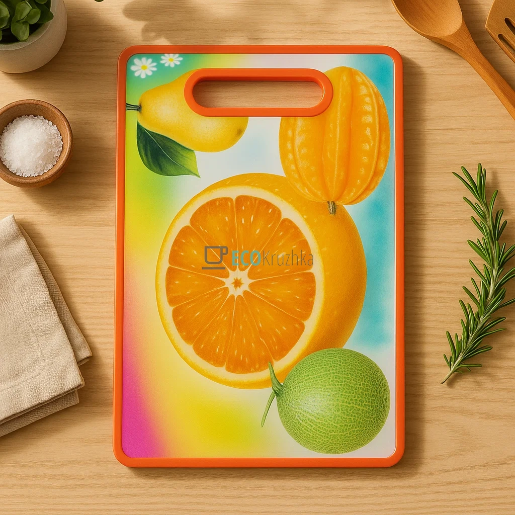 Дошка кухонна обробна 3D малюнок 367 х 225 х 11 мм Апельсин FRU-806 Дошка кухонна обробна 3D малюнок 367 х 225 х 11 мм Апельсин FRU-806
