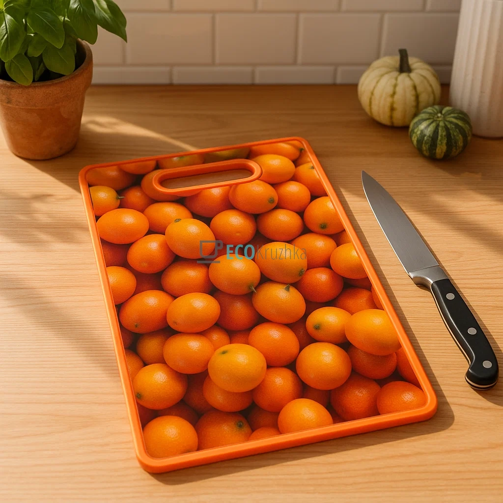 Дошка кухонна обробна 3D малюнок 367 х 225 х 11 мм Мандарин FRU-806