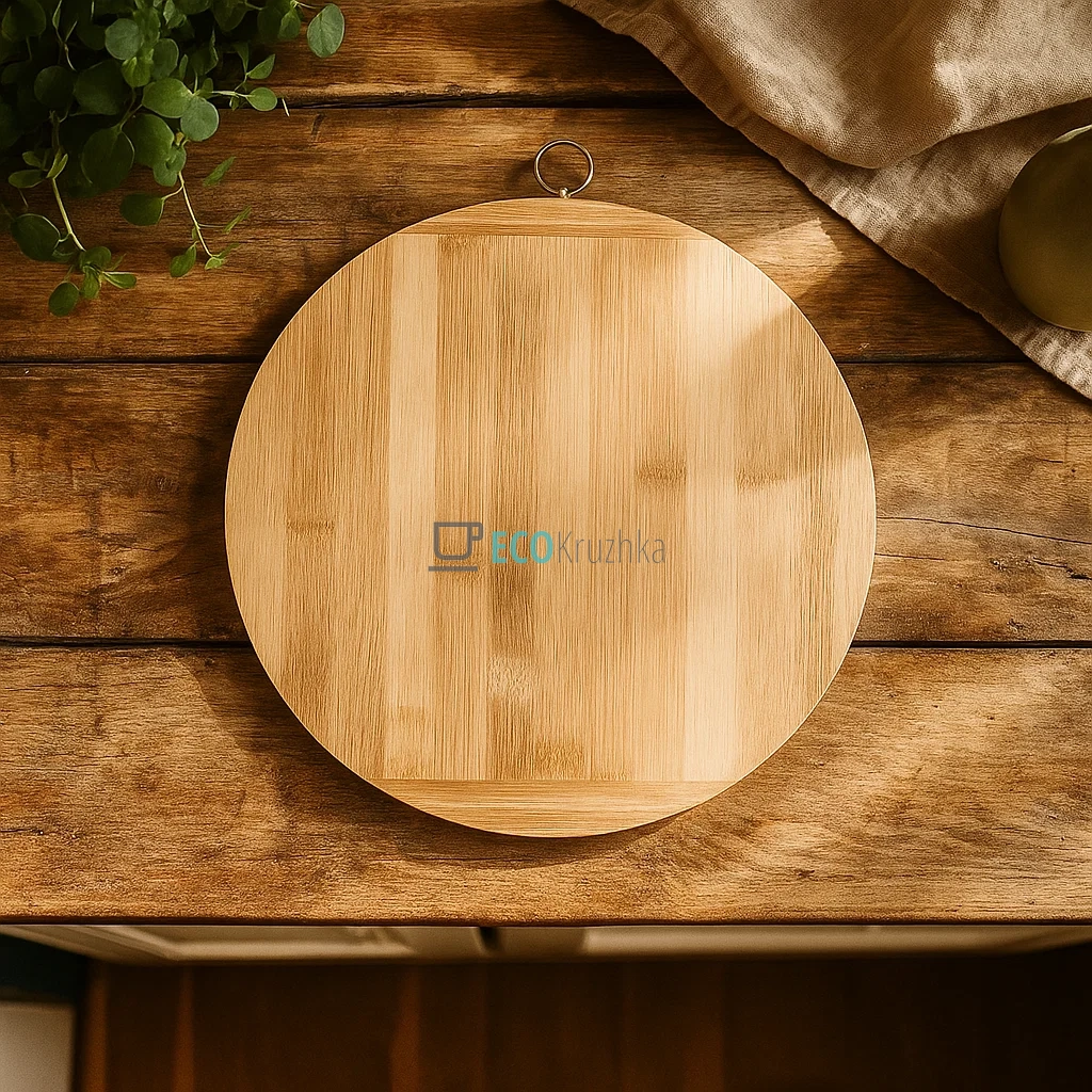 Обробна дошка бамбукова кругла 35 см FRU-800