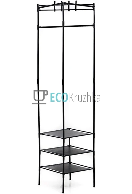 Кутовий підлоговий вішак‑стійка для одягу та взуття 3 в 1 (JU-0215) Кутовий підлоговий вішак‑стійка для одягу та взуття 3 в 1 (JU-0215)